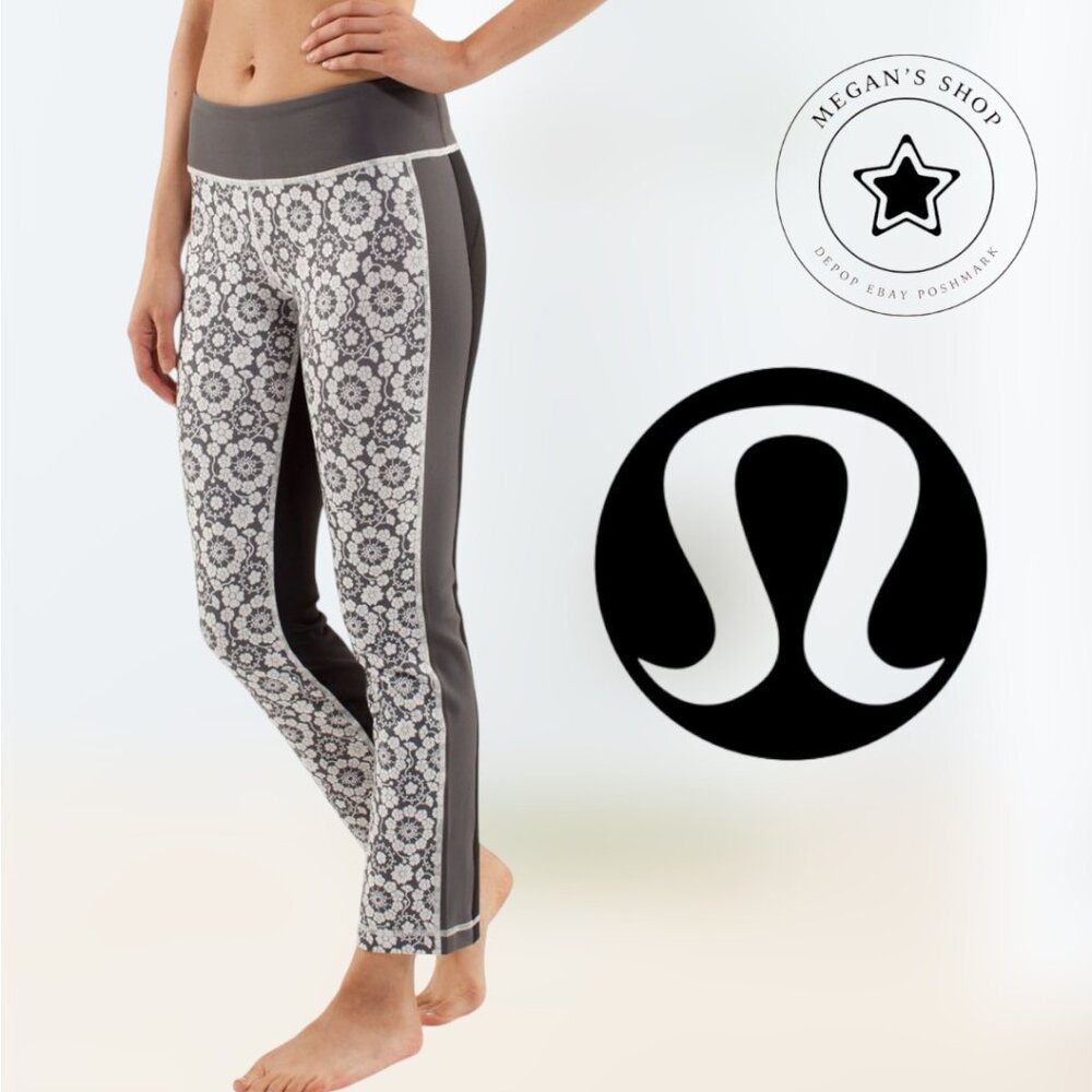 Lululemon Compass Pants Women's 6 Gray Black Athletic Legging Yoga